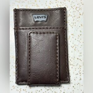 New Levi’s brown leather slim pocket wallet card holder
